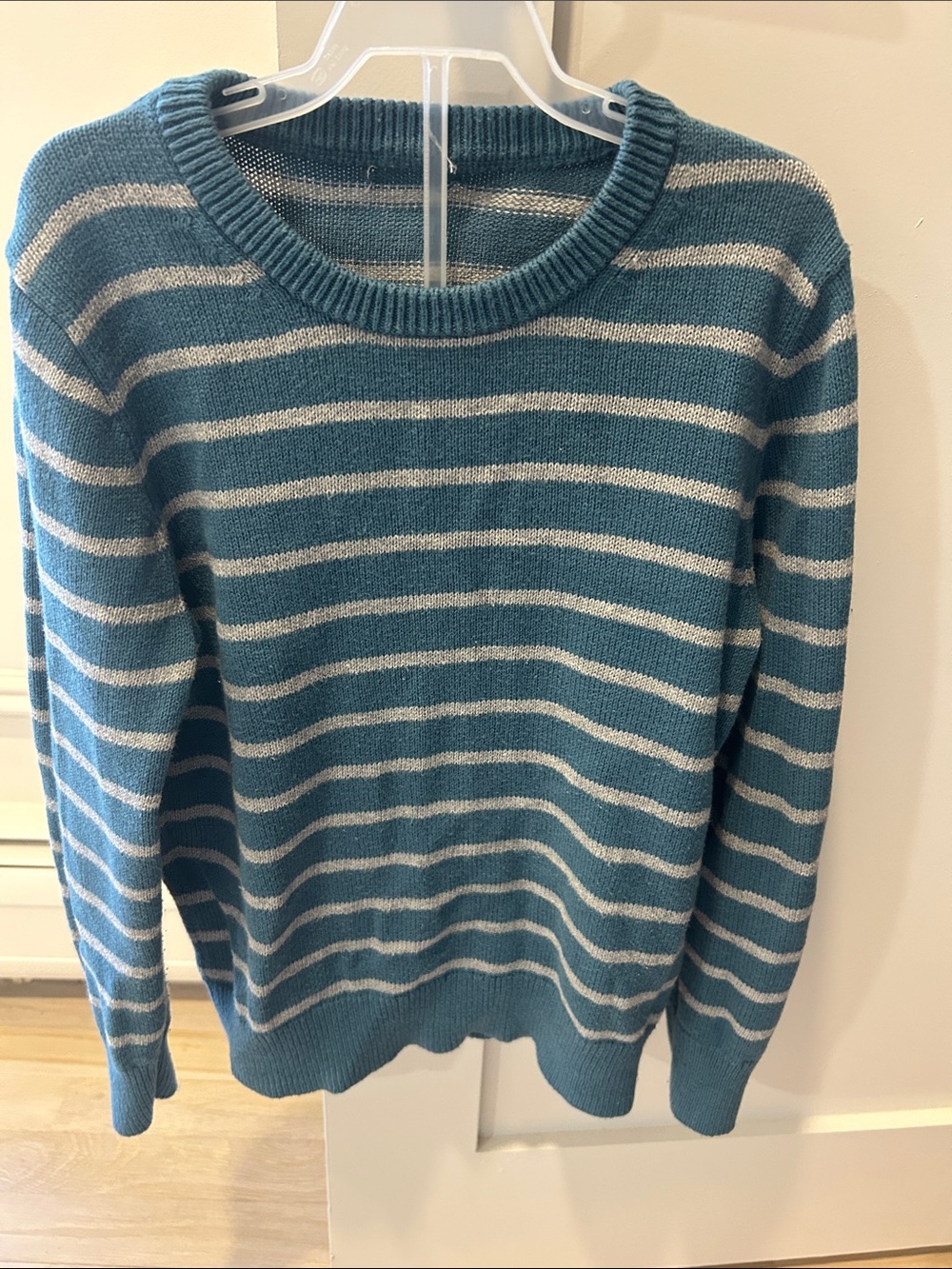 J. Crew Blue and Cream Striped Knit Sweater